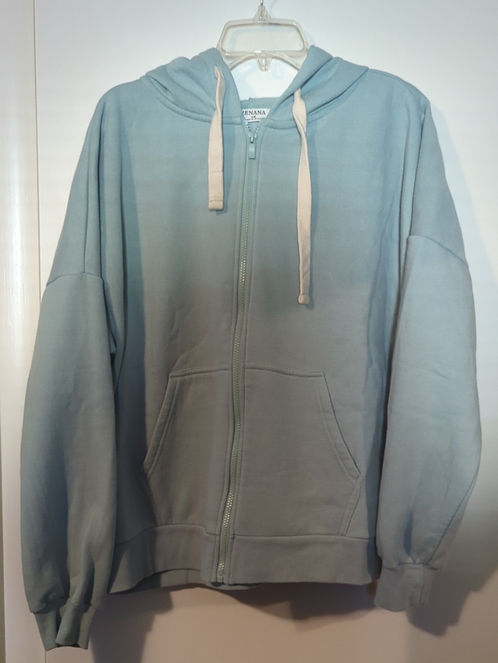 ZENANA Full Zip Hoodie in Blue